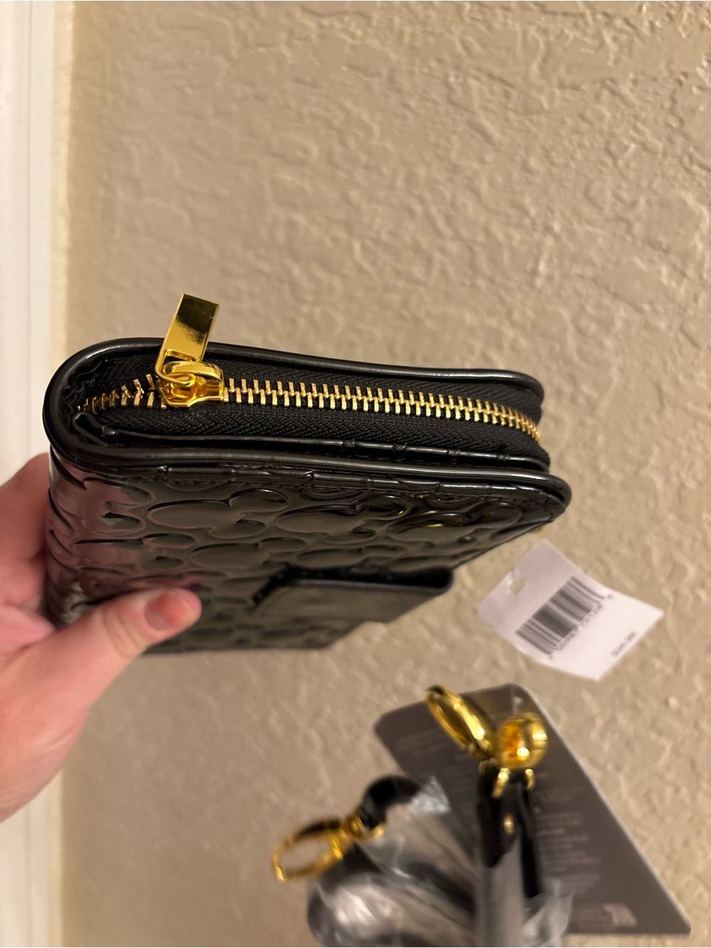 Disney Black Embossed Mickey with Gold Wallet or Crossbody BRAND NEW! - Picture 2 of 6